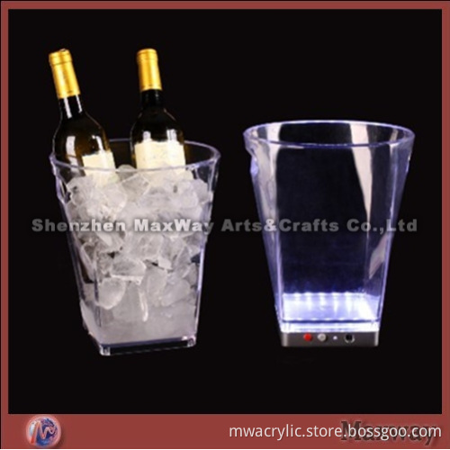 Clear elegant ingenious plexiglass ice bucket/pail with led light